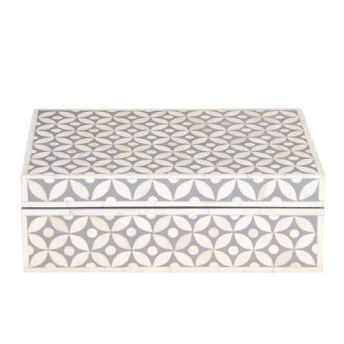 Bone Inlay Box – Medium Grey Geometric