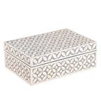 Bone Inlay Box – Medium Grey Geometric