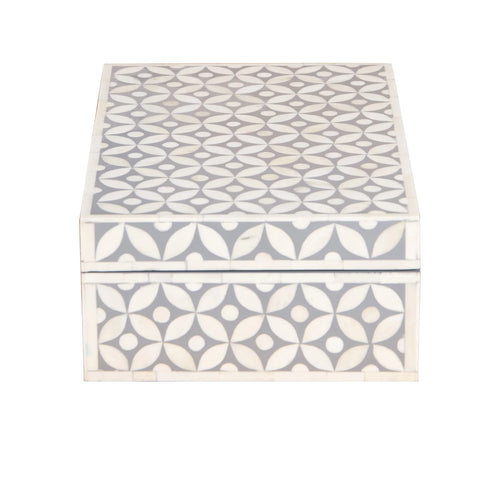 Bone Inlay Box – Medium Grey Geometric