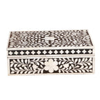Bone Inlay Box – Medium Black Floral