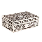 Bone Inlay Box – Medium Black Floral