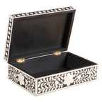 Bone Inlay Box – Medium Black Floral