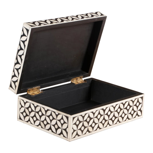 Bone Inlay Box – Medium Black Geometric