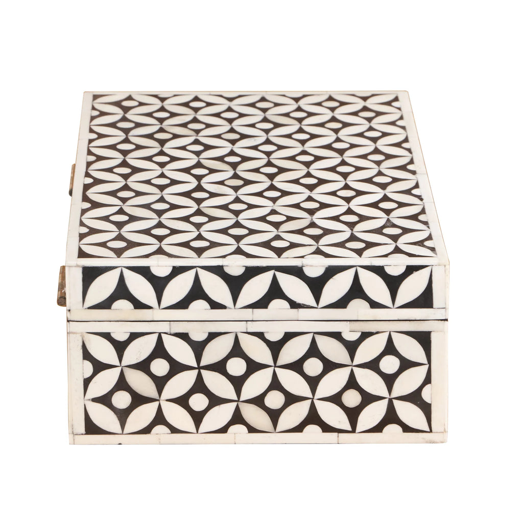 Bone Inlay Box – Medium Black Geometric