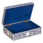 Handcrafted Bone Inlay Storage Box – Indigo Blue Floral