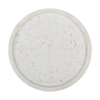 White Floral Bone Inlay Decorative Tray