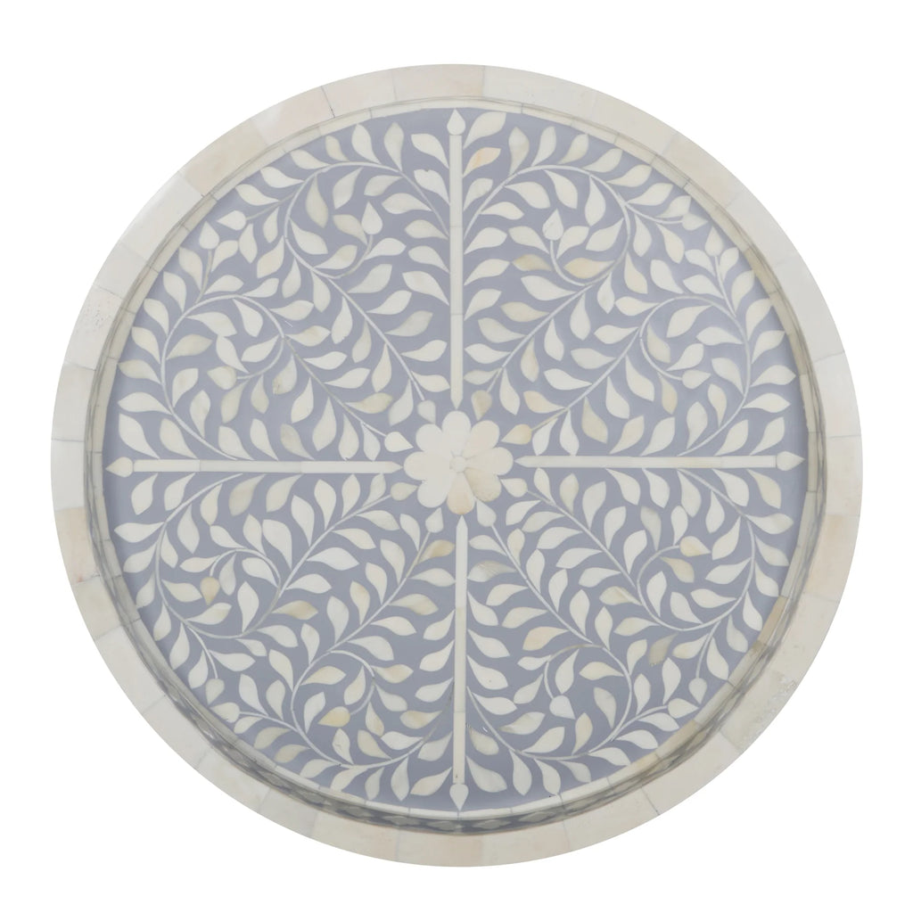 Indigo Blue Floral Bone Inlay Tray