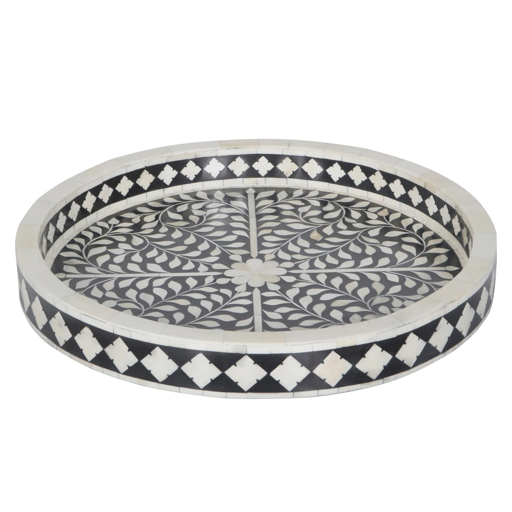 Black Geometric Bone Inlay Box – Medium