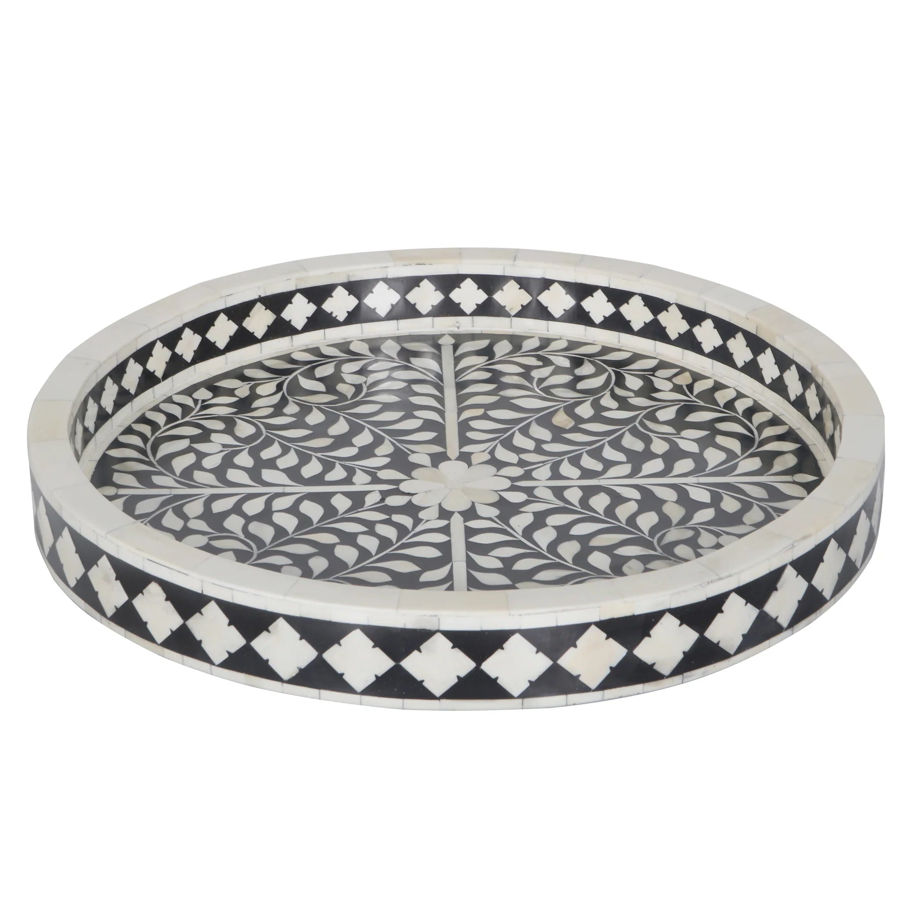 Black Geometric Bone Inlay Box – Medium
