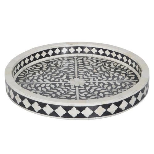 Black Geometric Bone Inlay Box – Medium