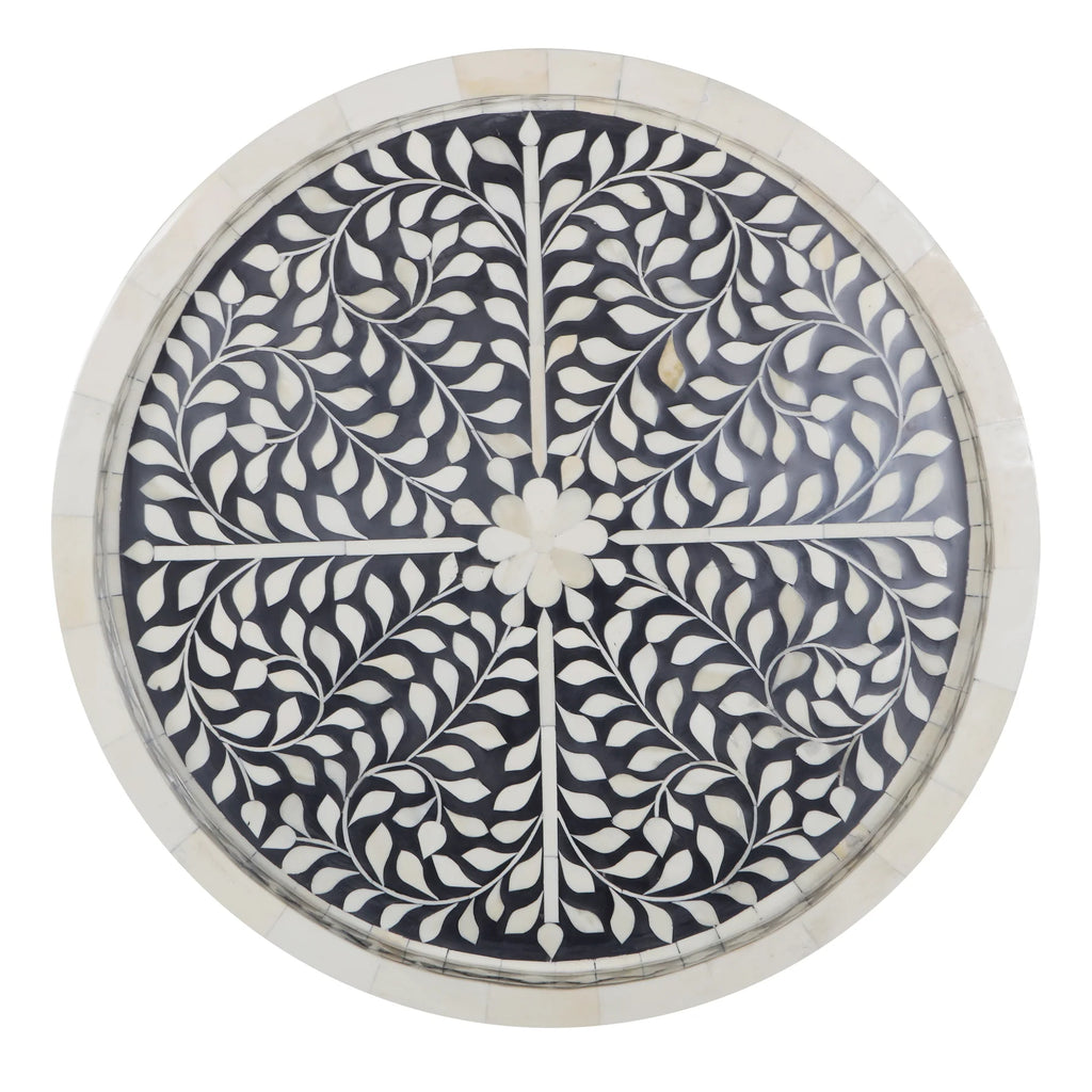 Black Geometric Bone Inlay Box – Medium
