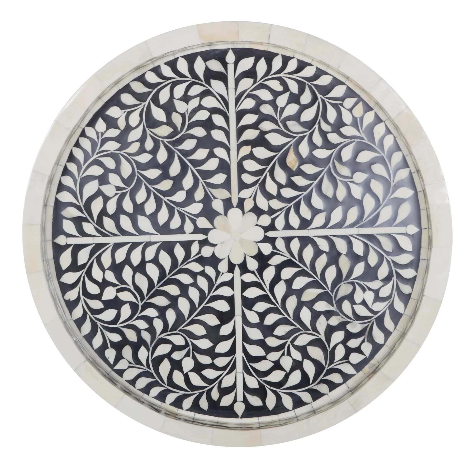 Black Geometric Bone Inlay Box – Medium
