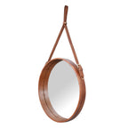 Tan Leather Hanging Mirror
