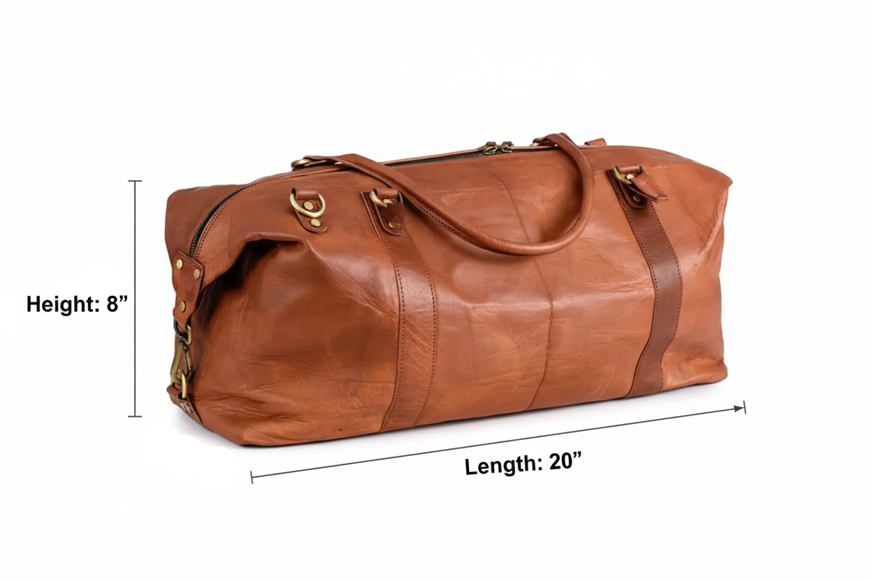 CraftShades - 20 Inch brown duffle leather bag