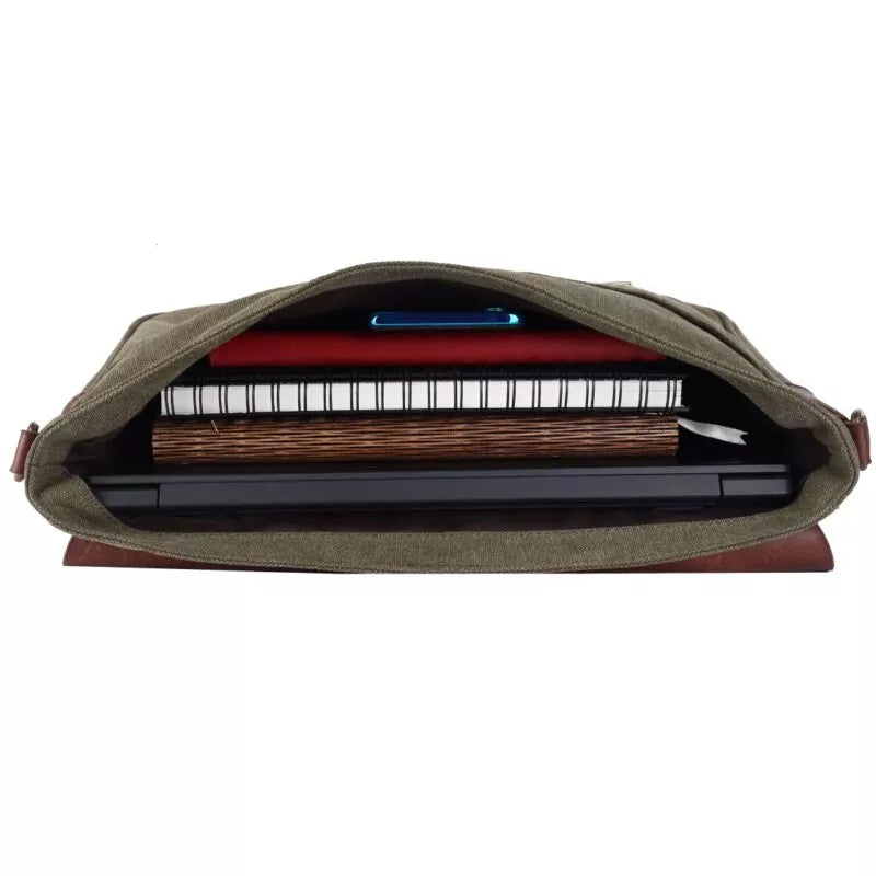 Craftshades - 100% Genuine Leather & Canvas Messenger