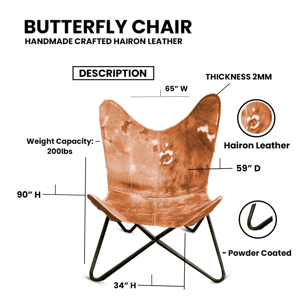 CraftShades Handmade Hairon Leather Butterfly Chair