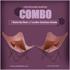 Handmade leather 2 Butterfly Chair &amp; 2 Leather Cushions Combo