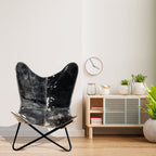 CraftShades Handmade Hairon Leather Butterfly Chair Black Colour