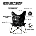 CraftShades Handmade Hairon Leather Butterfly Chair Black Colour