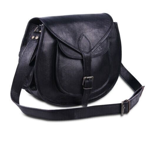 CraftShades - Cross body Black Leather Sling Bag Women Purse Satchel Bag Shoulder Bag Gift Bag
