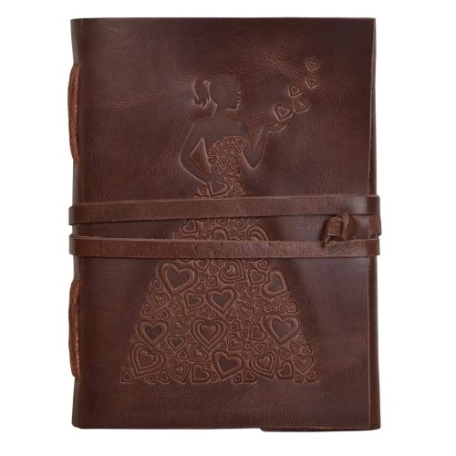 CraftShades - Leather Diary - Princess with Heart Embossed Diary Vintage Artist Sketchbook, Scrapbook, Drawing &amp; Writing Diary with Leather Bound Plain Paper 5 X 7 inch (Dark Princess)