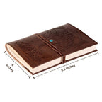 CraftShades - Refillable Leather Diary - Feather with Birds, Leaf of Tree Embossed with Quote 125 GSM Plain 200 Papers Notepad for Men and Women - Size 6 x 8.5 Inch (Tree Embossed)