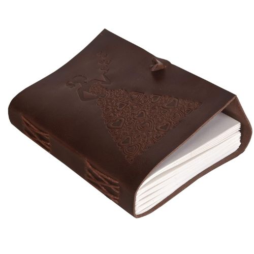 CraftShades - Leather Diary - Princess with Heart Embossed Diary Vintage Artist Sketchbook, Scrapbook, Drawing &amp; Writing Diary with Leather Bound Plain Paper 5 X 7 inch (Dark Princess)