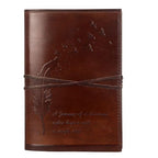 CraftShades - Refillable Leather Diary - Feather with Birds, Leaf of Tree Embossed with Quote 125 GSM Plain 200 Papers Notepad for Men and Women - Size 6 x 8.5 Inch (Leaf Embossed)