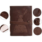 CraftShades - Leather Diary - Princess with Heart Embossed Diary Vintage Artist Sketchbook, Scrapbook, Drawing &amp; Writing Diary with Leather Bound Plain Paper 5 X 7 inch (Dark Princess)