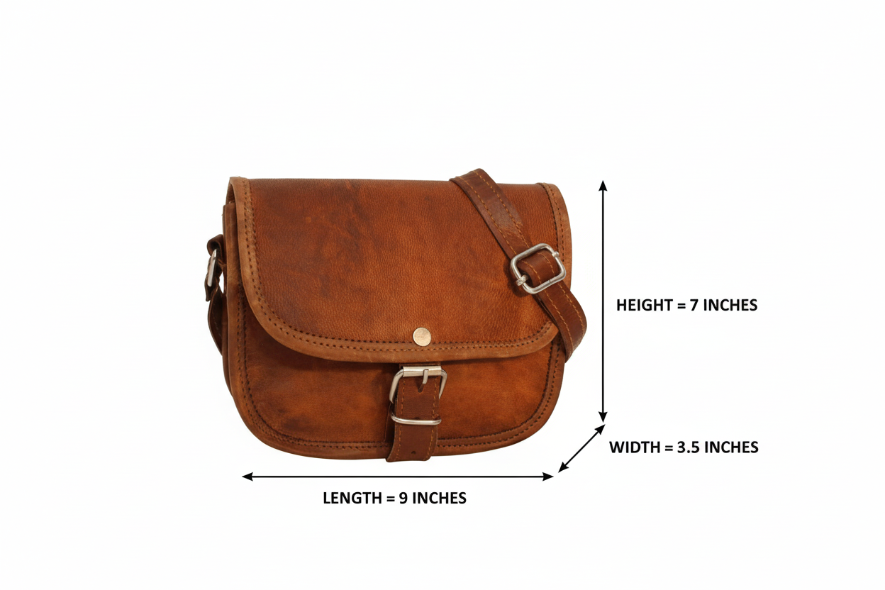 Craftshades – 9*7*3.5 Inch Plain Handcrafted Goat Leather Sling Bag