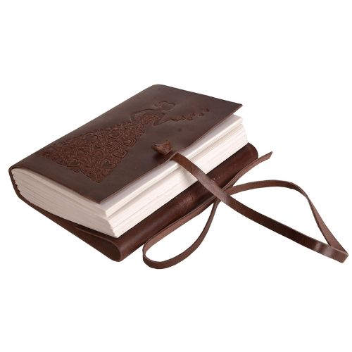CraftShades - Leather Diary - Princess with Heart Embossed Diary Vintage Artist Sketchbook, Scrapbook, Drawing &amp; Writing Diary with Leather Bound Plain Paper 5 X 7 inch (Dark Princess)