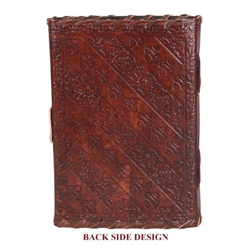 CraftShades - Leather Diary with Antique Green Stone Handmade Leather Bound Diary for Men and Women Unlined 5×7 inches Size 200 Pages Travel Diary with Antique Lock Best Choice of Gift for Raksha Bandhan Day (Green Stone)