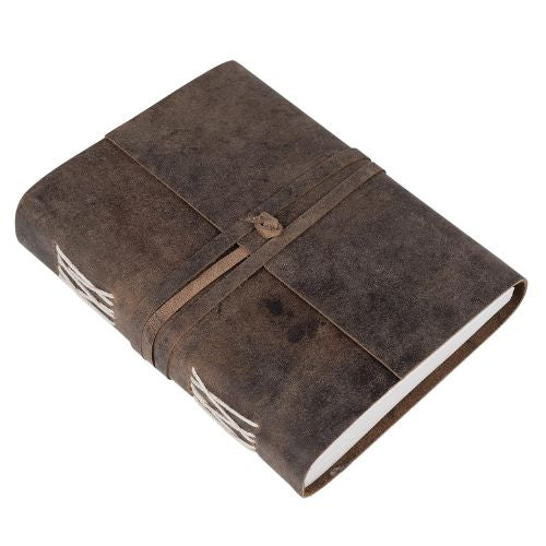 CraftShades - Leather Diary Antique Handmade Journal with Plain Paper for Men and Women, Gift for Raksha Bandhan as Art Sketchbook, Travel Diary and Notebooks to Write 6 x 8 Inch (Plain Paper)