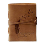 CraftShades - Leather Diary Embossed With Leaf of Tree &amp; a Quote Antique Handmade Leather Bound Diary cum Notepad for Men and Women Plain Paper of 5×7 Inch Size 240 Pages Perfect for Travel Diary