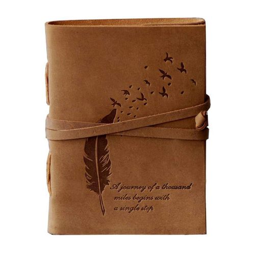 CraftShades - Leather Diary Embossed With Leaf of Tree &amp; a Quote Antique Handmade Leather Bound Diary cum Notepad for Men and Women Plain Paper of 5×7 Inch Size 240 Pages Perfect for Travel Diary