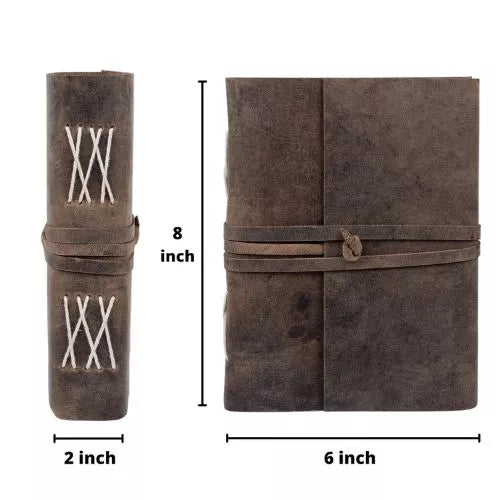 Handmade Leather Journal – Antique Style, Plain Pages (6x8")