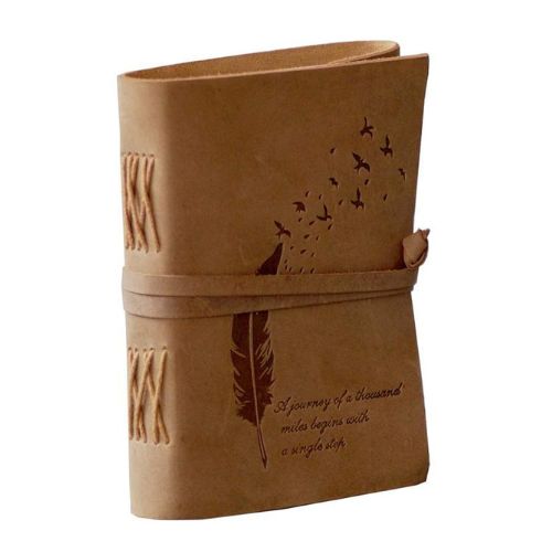 CraftShades - Leather Diary Embossed With Leaf of Tree &amp; a Quote Antique Handmade Leather Bound Diary cum Notepad for Men and Women Plain Paper of 5×7 Inch Size 240 Pages Perfect for Travel Diary