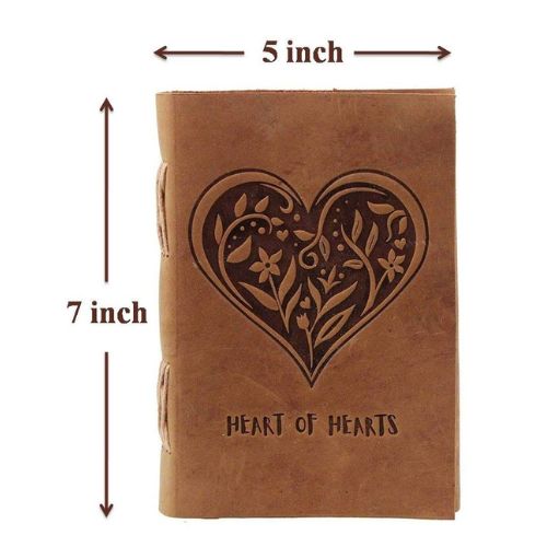 CraftShades - Leather Diary - Antique Handmade Leather Heart of Hearts Bound Notepad for Men and Women Plain Paper Travel Diary and Notebooks to Write 7 x 5 Inch (Camel Brown)