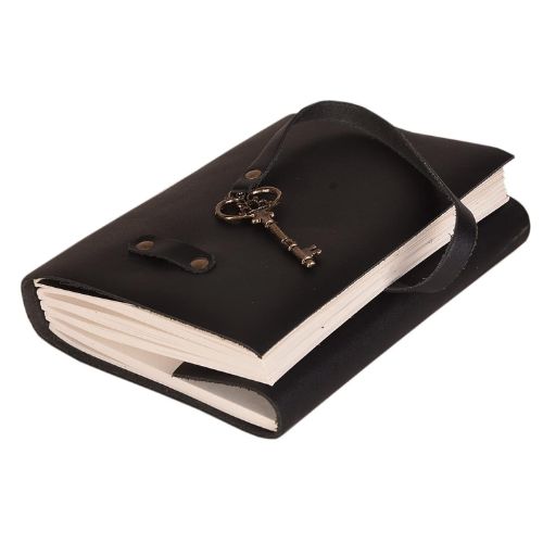 Antique Handmade Leather Diary – Unlined (7x5", Black)