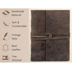CraftShades - Leather Diary Antique Handmade Journal with Plain Paper for Men and Women, Gift for Raksha Bandhan as Art Sketchbook, Travel Diary and Notebooks to Write 6 x 8 Inch (Plain Paper)