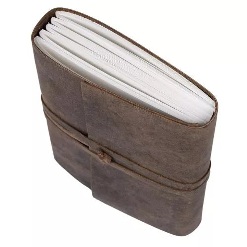 Handmade Leather Journal – Antique Style, Plain Pages (6x8")