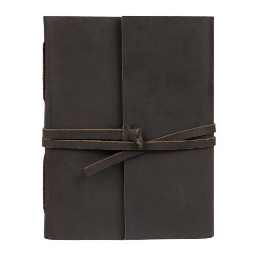 CraftShades - Handmade Vintage Leather Diary with Plain Paper for Men and Women, Raksha Bandhan Gift as Art Sketchbook, Travel Diary and Notebooks to Write, Best Rakhi Gift - 6 x 8 Inches - (Dark Brown)