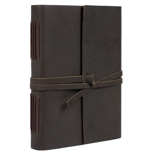 CraftShades - Handmade Vintage Leather Diary with Plain Paper for Men and Women, Raksha Bandhan Gift as Art Sketchbook, Travel Diary and Notebooks to Write, Best Rakhi Gift - 6 x 8 Inches - (Dark Brown)