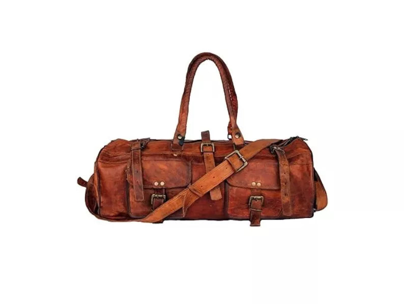 Craftshades - 24 Inch Expandable Genuine Goat Leather Duffle Bag