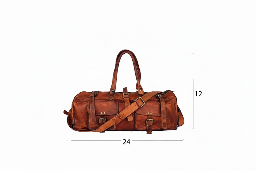 Craftshades - 24 Inch Expandable Genuine Goat Leather Duffle Bag
