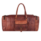 Craftshades - 20 Inch 3 Outer Pockets (Expandable) Edge Handcrafted Duffle Goat Leather Bag | 100% Genuine Leather