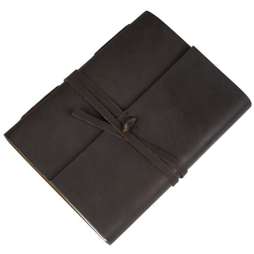 CraftShades - Handmade Vintage Leather Diary with Plain Paper for Men and Women, Raksha Bandhan Gift as Art Sketchbook, Travel Diary and Notebooks to Write, Best Rakhi Gift - 6 x 8 Inches - (Dark Brown)