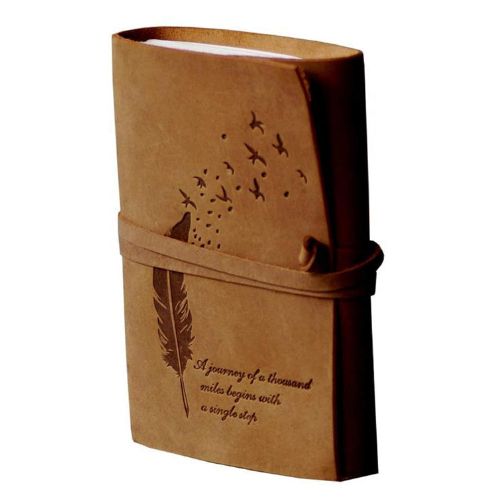 CraftShades - Leather Diary Embossed With Leaf of Tree &amp; a Quote Antique Handmade Leather Bound Diary cum Notepad for Men and Women Plain Paper of 5×7 Inch Size 240 Pages Perfect for Travel Diary