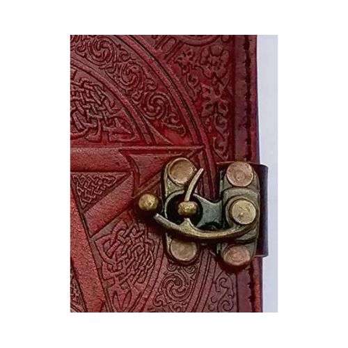 Craftshades -Handmade Leather Diary Embossed with star, journey &amp; double wolf Diary with Antique Lock for Artist Sketchbook, Scrapbook, Drawing, Writing etc .Size 5 * 7 inch 