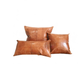 100% Goat Leather Pillow Cover - Sofa Cushion Case - Decorative Throw Covers for Living Room &amp; Bedroom - Light Brown Pack of 1